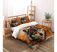 VulcanTrade Wolf Autumn_4 Duvet Cover 3d Soft Comforter Cover 3 Piece Easy Care with 2 Pillowcases Zipper Closure for Adults（women And Kids） duvets Covers King（220x240cm）