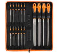 Vulcanus 17Pcs File Tool Set with Carry Case,Premium Grade T12 Drop Forged Alloy Steel, Precision Flat/Triangle/Half-Round/Round Large File and 14pcs Needle Files/1 Brush