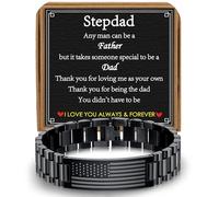 VULETO Gifts for Dad Stepdad New Dad Husband, Stainless Steel American Flag Watch Bracelet Birthday Fathers Day Christmas Jewelry Gifts for Men, One Size