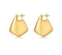 VULETO Gold/Silver Drop Earrings Dupes for Women, Geometric Chunky Hoop Fin Earrings Hypoallergenic Lightweight Trendy Jewelry, 25 mm, Copper, No Gemstone