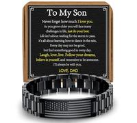 VULETO To My Man Boyfriend Husband Dad Son Bracelet Gifts, Stainless Steel American Flag Watch Link Bracelet Fathers Day Valentines Christmas Jewelry Gifts for Men Him, One Size, no gemstone