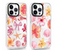 Vulfwela 2 Pack Cute Hibiscus Flower Clear Phone Case for iPhone 14 Pro Max Case 6.7", Aesthetic Colorful Floral Fruit Pattern Design Girls Women Cover Shockproof Soft Slim TPU Bumper Protection Funda