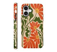 Vulfwela Athestic Flower Phone Case for iPhone 17 6.3’’, 2-in-1 Duralble Protective Case for Women Girls, Anti-Drop Silicone Shockproof Hard Phone Cover - Orange Flora