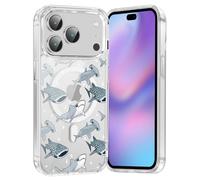 Vulfwela Cute Clear Blue Whale Shark Magnetic Phone Case for iPhone 17 Pro Max 6.9", Compatible with MagSafe, Aesthetic Ocean Star Pattern Cover Soft Slim TPU Shockproof Protective for Women Girls