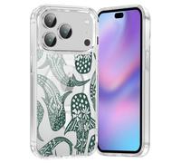Vulfwela Cute Clear Green Whale Shark Magnetic Phone Case for iPhone 17 Pro Max 6.9", Compatible with MagSafe, Aesthetic Ocean Flower Pattern Cover Soft Slim TPU Shockproof Protective for Women Girls