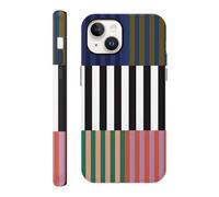 Vulfwela Cute Colorful Striped Phone Case for iPhone 13 / iPhone 14 6.1", Aesthetic Trendy Retro Pattern Design Case 2-in-1 Matte Cover Hard PC Shockproof TPU Protection Girls Women Men Funda, Black