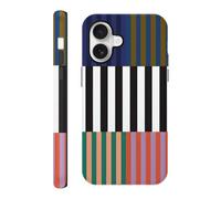 Vulfwela Cute Colorful Striped Phone Case for iPhone 17 6.3", Aesthetic Trendy Retro Pattern Design Case 2-in-1 Matte Cover Hard PC Shockproof Soft TPU Protection Girls Women Men Funda, Black