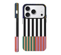 Vulfwela Cute Colorful Striped Phone Case for iPhone 17 Pro Max 6.9", Aesthetic Trendy Retro Pattern Design Case 2-in-1 Matte Cover Hard PC Shockproof Soft TPU Protection Girls Women Men Funda, Black