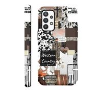 Vulfwela for Galaxy A32 5G 6.5'' Cool Cowboy Cowgirl Bull Cell Phone Case, 2 in 1 Western Ranch Boho Southwestern Retro Shockproof Protection Case Leopard Print Cross Star Collage Phone Cover