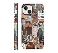 Vulfwela for iPhone 14 6.1'' Aesthetic Cowgirl Floral Western Phone Case, Hybrid Heavy Duty 2 in 1 Full Body Rugged Shockproof Protection Cover Vintage West Country Cow Floral Leopard Print Case