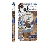 Vulfwela for iPhone 14 6.1''Retro Cowboy Cowgirl Phone Case, 2 in 1 Wild West Country Cowgirl Phone Cover Retro Shockproof Protective Hat Horses Cacti Collage Western Ranch Boho Southwestern Case
