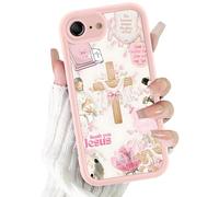 Vulfwela for iPhone 16e/iPhone 17e 6.1'' Cute Cross Christian Phone Case, Pink Floral Bible Verses & Jesus Art Religious Collage Case, Slim TPU Shockproof Protective Phone Cover for Women Girls