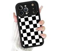Vulfwela for iPhone 17 Pro Max 6.9'' Black White Gingham Checkered Phone Case, Retro Trendy Pretty Plaid Cool Design Phone Cover Shockproof Bumper Drop Protective Case for Girls Women