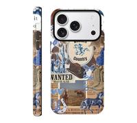 Vulfwela for iPhone 17 Pro Max 6.9''Retro Cowboy Cowgirl Phone Case, 2 in 1 Wild West Country Phone Cover Retro Shockproof Protective Hat Horses Cacti Collage Western Ranch Boho Southwestern Case