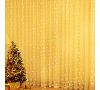 Vulisox Curtain Fairy Lights Indoor, 3mx3m 300LED Curtain Light USB Powered Waterproof String Lights 8 Mode Remote Control Timer, Fairy Lights for Christmas, Garden, Home Decor(Warm White)