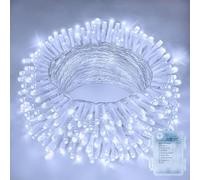 Vulisox Fairy String Lights Battery Operated, 100 LED 10M Silver Wire Fairy Lights with 8Mode/IP44 Waterproof, Twinkle Lights for Christmas, Garden, Home Indoor Decoration(Cold White)