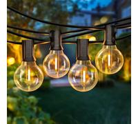 Vulisox Outdoor 50FT/15M Garden Lights Mains Powered, 20+1 G40 LED Bulbs Festoon String Lights, 5 Modes Remote Control with Waterproof Shatterproof Bulb Hanging for Balcony Gazebo Patio