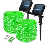 Vulisox Solar String Lights Outdoor, Fairy Lights Waterproof, 2 Pack Total 12M/ 40Ft 120LEDS/ 8 Mode Copper Wire Solar Lights Outdoor Garden for Party, Trees,Camping, Decorations (Green)
