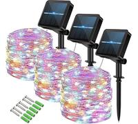 Vulisox Solar String Lights Outdoor, Fairy Lights Waterproof, 3 Pack Total 36M/120Ft 360LEDS/ 8 Mode Copper Wire Solar Lights Outdoor Garden for Party, Trees,Camping, Decorations(Multi Coloured)
