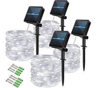 Vulisox Solar String Lights Outdoor, Fairy Lights Waterproof, 4 Pack Total 48M/ 160Ft 240LEDS/ 8 Mode Copper Wire Solar Lights Outdoor Garden for Party, Trees,Camping, Decorations(Cold White)