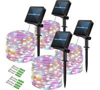 Vulisox Solar String Lights Outdoor, Fairy Lights Waterproof, 4 Pack Total 48M/ 160Ft 480LEDS/ 8 Mode Copper Wire Solar Lights Outdoor Garden for Party, Trees, Camping, Decorations (Multi-Coloured)