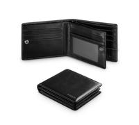 VULKIT Bifold Leather Wallet with Insert RFID Blocking Card Wallet for Men Large Capacity Mens Wallets with 13 Card Holder, 2 Banknote Compartments, Coin Pocket - Black