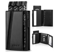 VULKIT Card Holder Minimalist Mens Wallet Pop Up Metal Card Case RFID Blocking with Coin Pocket and Key Slot for Spare Key (Black)
