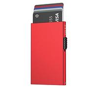 VULKIT Credit Card Holder for Men or Women Aluminium Credit Card Holder RFID Blocking Pop Up Card Wallet Minimalist Slim Port Card, Red, Taille Unique, Minimalist