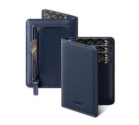 VULKIT Credit Card Holder RFID Blocking Bifold Card Wallet for Men Minimalist Slim Wallet with Zip Coin Pocket & 1 ID Window, Indigo