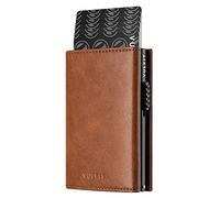 VULKIT Credit Card Holder RFID Blocking Leather Pop Up Card Wallet with Banknote Compartment, ID Window, Coin Pocket & Magnetic Closure
