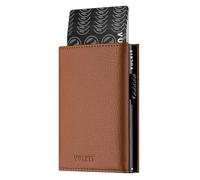 VULKIT Credit Card Holder RFID Blocking Leather Pop Up Card Wallet with Banknote Compartment, ID Window, Coin Pocket & Magnetic Closure