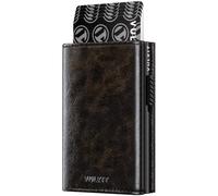 VULKIT Credit Card Holder RFID Blocking Leather with Industrial Metallique Texture Pop Up Card Wallet with Banknote Compartment, ID Window, Coin Pocket & Magnetic Closure