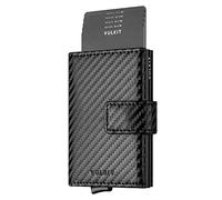 VULKIT Credit Card Holder RFID Blocking Pop Up Leather Slim Mens Women Wallet with Banknote Pockets & Magnetic Closure