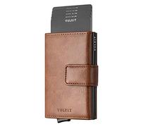 VULKIT Credit Card Holder RFID Blocking Pop Up Leather Slim Mens Women Wallet with Banknote Pockets & Magnetic Closure