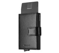 VULKIT Credit Card Holder RFID Blocking Pop Up Leather Slim Mens Women Wallet with Banknote Pockets & Magnetic Closure
