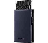 VULKIT Credit Card Holder RFID Blocking Top Grain Cowhide Leather Pop Up Card Wallet with Banknote Compartment, ID Window, Coin Pocket & Magnetic Closure