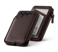 VULKIT Credit Card Holder RFID Blocking Top Grain Cowhide Leather Zip Card Holder Wallet Slim Minimalist Card Wallet, Holding up to 10 Cards & Folded Notes