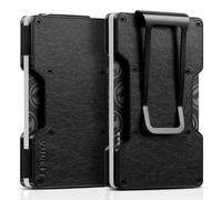 VULKIT Credit Card Holder RFID Blocking with Money Clip for Men & Women Slim Metal Wallet Minimalist Card Wallet, Retro Leather Black
