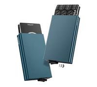 VULKIT Credit Card Holder RFID Protection, Pop Up Metal Card Holder with Double Card Cases Slim Smart Wallet for 10 Cards, Emerald Green