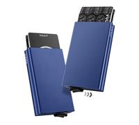 VULKIT Credit Card Holder RFID Protection, Pop Up Metal Card Holder with Double Card Cases Slim Smart Wallet for 10 Cards, Navy