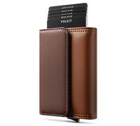 VULKIT Credit Card Holder Wallet for Men RFID Blocking, ID Window and Cash/Bills Slot, Gift Box Packed, Brown