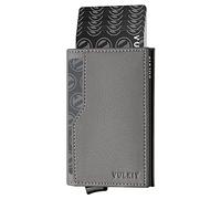 VULKIT Credit Card Holder with Double ID Window Leather Passcase Wallet RFID Blocking Automatic Pop Up Card Wallet for Cards & Notes