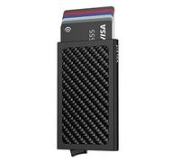 VULKIT Credit Card Holders RFID Blocking Carbon Fiber Slim Bank Card Case Automatic Pop Up Card Wallet, Holds 5 Cards