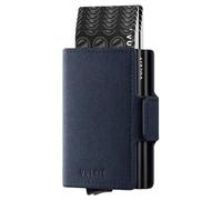 VULKIT Double Credit Card Holder RFID Blocking Pop Up Metal Card Holder Leather Men's Wallets Magnetic Closure with 2 Slots for 10-14 Cards, Suede Navy