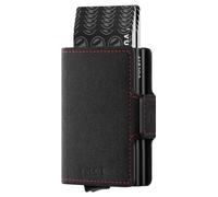 VULKIT Double Credit Card Holder RFID Blocking Pop Up Metal Card Holder Leather Men's Wallets Magnetic Closure with 2 Slots for 10-14 Cards, Suede Dark Grey