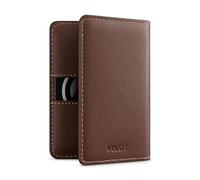 VULKIT Leather Bifold Slim Credit Card Holder with for Max. 8 Cards, Giftbox Packed, Coffee Brown