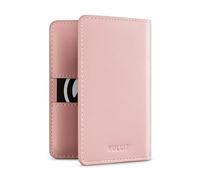 VULKIT Leather Bifold Slim Credit Card Holder with for Max. 8 Cards, Giftbox Packed, Pink