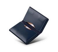 VULKIT Leather Business Card Holder, RFID Blocking, Magnetic Closure, 2 Big Slots Holds up to 40 Cards, Navy Blue