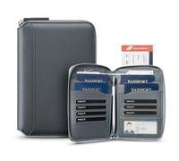 VULKIT Leather Family Passport Holder for 4-6 Passports, Premium Document Organizer Case Large Travel Wallet for Couples and Families, Holds Passports, Cards, Tickets, ID, Cash,Pen, Sim Card