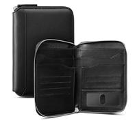 VULKIT Leather Family Passport Holder for 4-6 Passports, Premium Document Organizer Case Large Travel Wallet for Couples and Families, Holds Passports, Cards, Tickets, ID, Cash,Pen, Sim Card